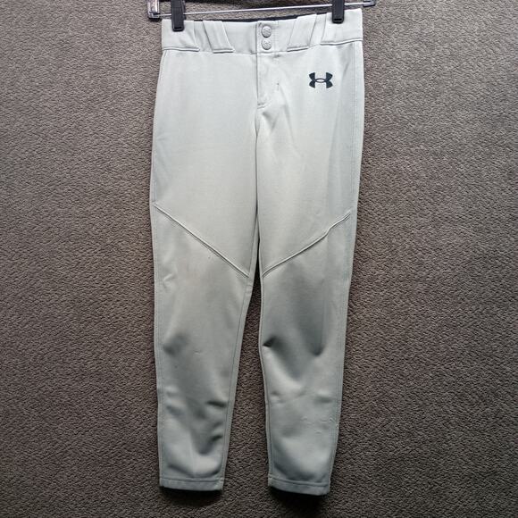 Under Armour Boys Athletic Baseball Sports Pants Gray - Picture 1 of 10